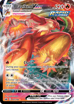 Blaziken VMAX 021/198 Rare Holo VMAX card from Chilling Reign