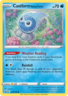 Castform Rainy Form 033/198 Common card from Chilling Reign