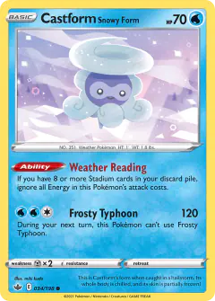 Castform Snowy Form 034/198 Common card from Chilling Reign
