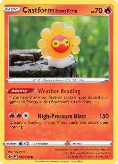 Castform Sunny Form 022/198 Common card from Chilling Reign