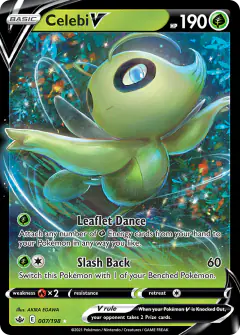 Celebi V 007/198 Rare Holo V card from Chilling Reign