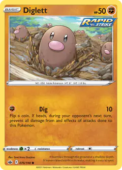 Diglett 076/198 Common card from Chilling Reign