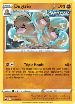 Dugtrio 077/198 Rare card from Chilling Reign