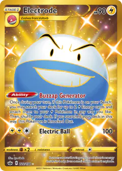 Electrode 222/198 Rare Secret card from Chilling Reign