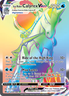 Ice Rider Calyrex VMAX 202/198 Rare Rainbow card from Chilling Reign
