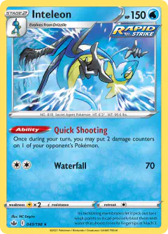 Inteleon 043/198 Rare Holo card from Chilling Reign