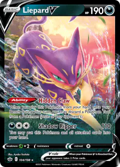 Liepard V 104/198 Rare Holo V card from Chilling Reign