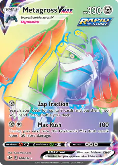 Metagross VMAX 208/198 Rare Rainbow card from Chilling Reign