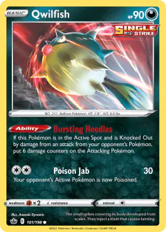 Qwilfish 101/198 Common card from Chilling Reign