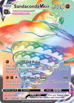 Sandaconda VMAX 206/198 Rare Rainbow card from Chilling Reign