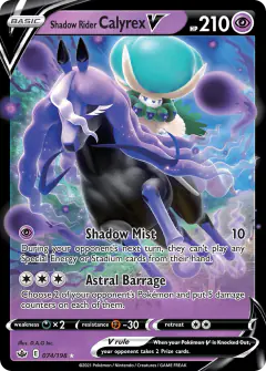 Shadow Rider Calyrex V 074/198 Rare Holo V card from Chilling Reign