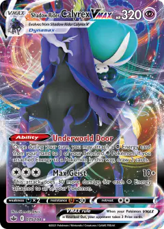 Shadow Rider Calyrex VMAX 075/198 Rare Holo VMAX card from Chilling Reign