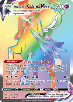 Shadow Rider Calyrex VMAX 204/198 Rare Rainbow card from Chilling Reign