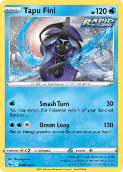 Tapu Fini 040/198 Rare Holo card from Chilling Reign