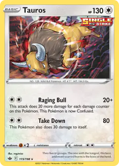 Tauros 115/198 Rare Holo card from Chilling Reign