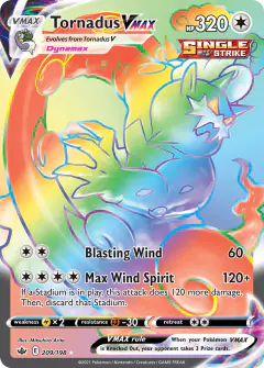 Tornadus VMAX 209/198 Rare Rainbow card from Chilling Reign