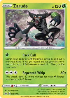 Zarude 019/198 Rare Holo card from Chilling Reign