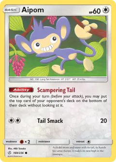 Aipom 169/236 Common card from Cosmic Eclipse