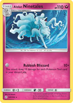 Alolan Ninetales 145/236 Rare Holo card from Cosmic Eclipse