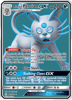 Alolan Persian-GX 219/236 Rare Ultra card from Cosmic Eclipse
