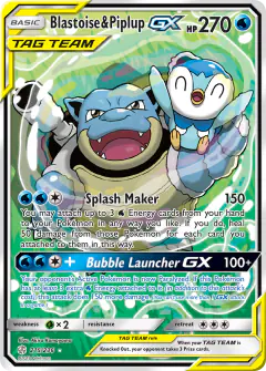 Blastoise & Piplup-GX 215/236 Rare Ultra card from Cosmic Eclipse