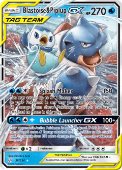Blastoise & Piplup-GX 38/236 Rare Holo GX card from Cosmic Eclipse
