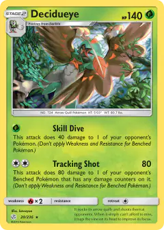Decidueye 20/236 Rare Holo card from Cosmic Eclipse
