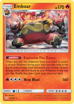 Emboar 33/236 Rare card from Cosmic Eclipse