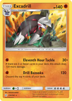 Excadrill 115/236 Rare Holo card from Cosmic Eclipse