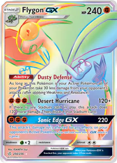 Flygon-GX 256/236 Rare Rainbow card from Cosmic Eclipse