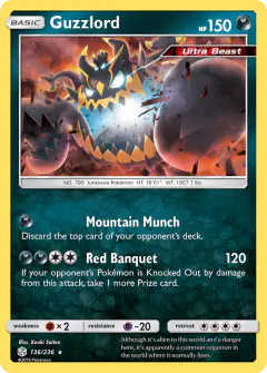 Guzzlord 136/236 Rare Holo card from Cosmic Eclipse