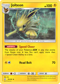 Jolteon 70/236 Uncommon card from Cosmic Eclipse