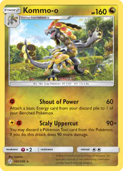 Kommo-o 163/236 Rare Holo card from Cosmic Eclipse