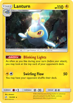 Lanturn 72/236 Rare card from Cosmic Eclipse