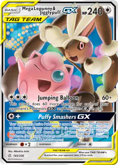 Mega Lopunny & Jigglypuff-GX 165/236 Rare Holo GX card from Cosmic Eclipse