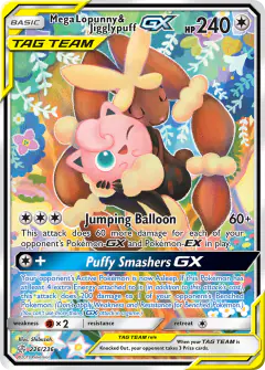 Mega Lopunny & Jigglypuff-GX 226/236 Rare Ultra card from Cosmic Eclipse