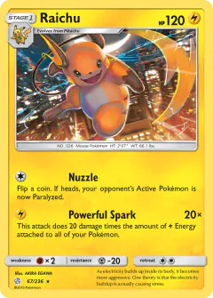 Raichu 67/236 Rare card from Cosmic Eclipse