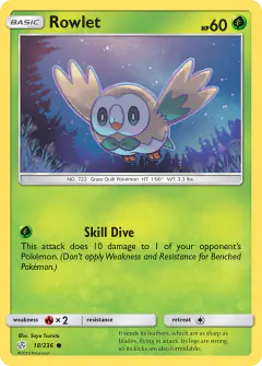 Rowlet 18/236 Common card from Cosmic Eclipse