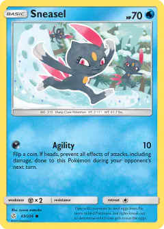 Sneasel 43/236 Common card from Cosmic Eclipse