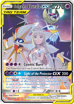 Solgaleo & Lunala-GX 216/236 Rare Ultra card from Cosmic Eclipse