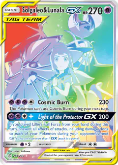 Solgaleo & Lunala-GX 254/236 Rare Rainbow card from Cosmic Eclipse