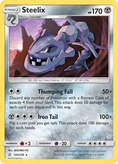 Steelix 139/236 Rare Holo card from Cosmic Eclipse