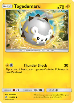 Togedemaru 74/236 Common card from Cosmic Eclipse