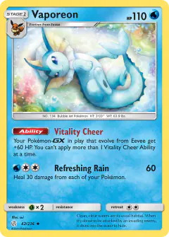 Vaporeon 42/236 Uncommon card from Cosmic Eclipse