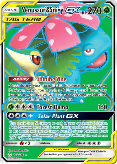 Venusaur & Snivy-GX 210/236 Rare Ultra card from Cosmic Eclipse