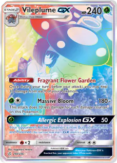 Vileplume-GX 250/236 Rare Rainbow card from Cosmic Eclipse