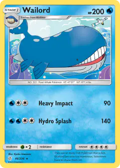 Wailord 46/236 Rare card from Cosmic Eclipse