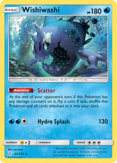 Wishiwashi 62/236 Rare Holo card from Cosmic Eclipse