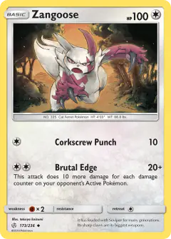 Zangoose 173/236 Uncommon card from Cosmic Eclipse