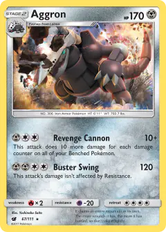 Aggron 67/111 Rare Holo card from Crimson Invasion